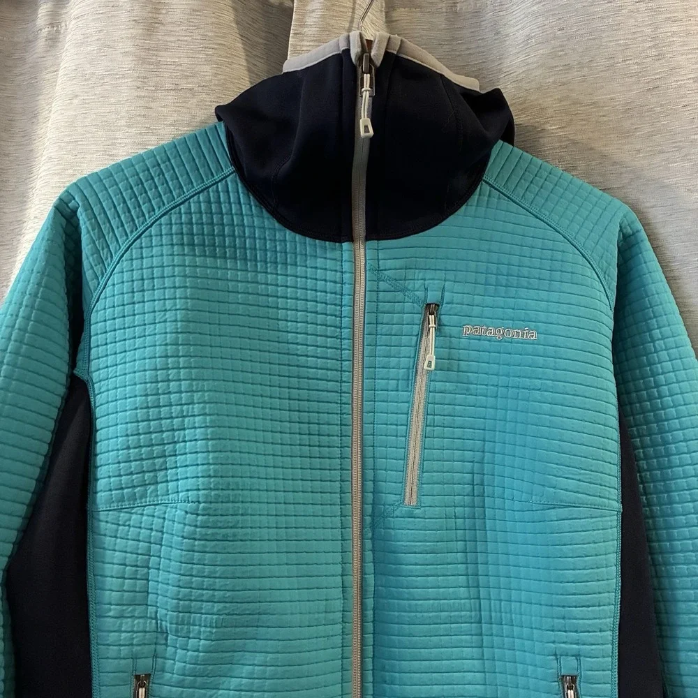 Patagonia Dual Aspect Hoody Jacket Womens Large Blue Stretch Shell Coat Hiking